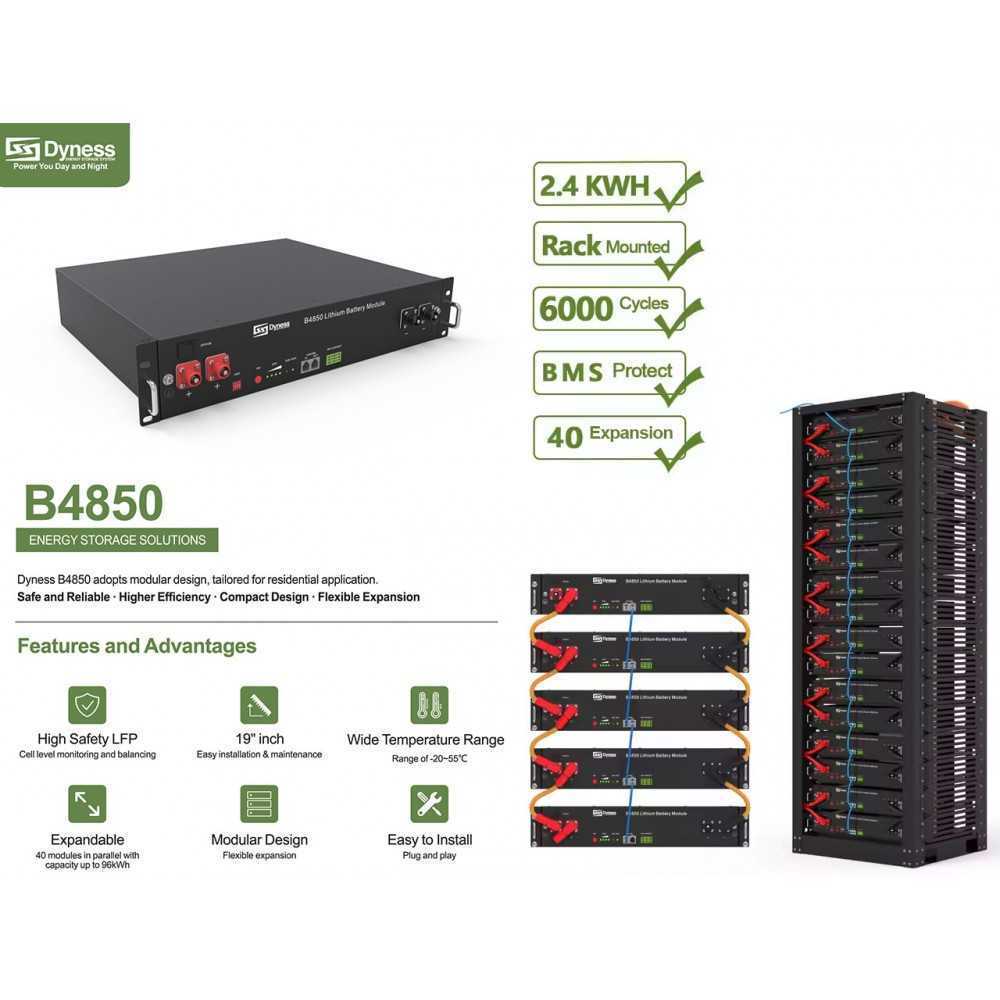 Growatt 6kW batteria Dyness 9.6kWh OFF-GRID Sistema di accumulo monofase kit fotovoltaico