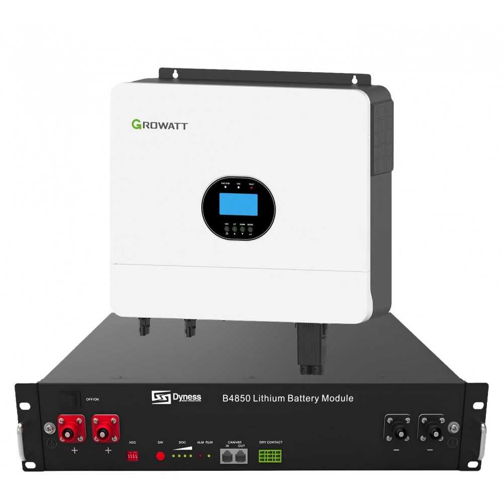 Growatt 6kW batteria Dyness 9.6kWh OFF-GRID Sistema di accumulo monofase kit fotovoltaico