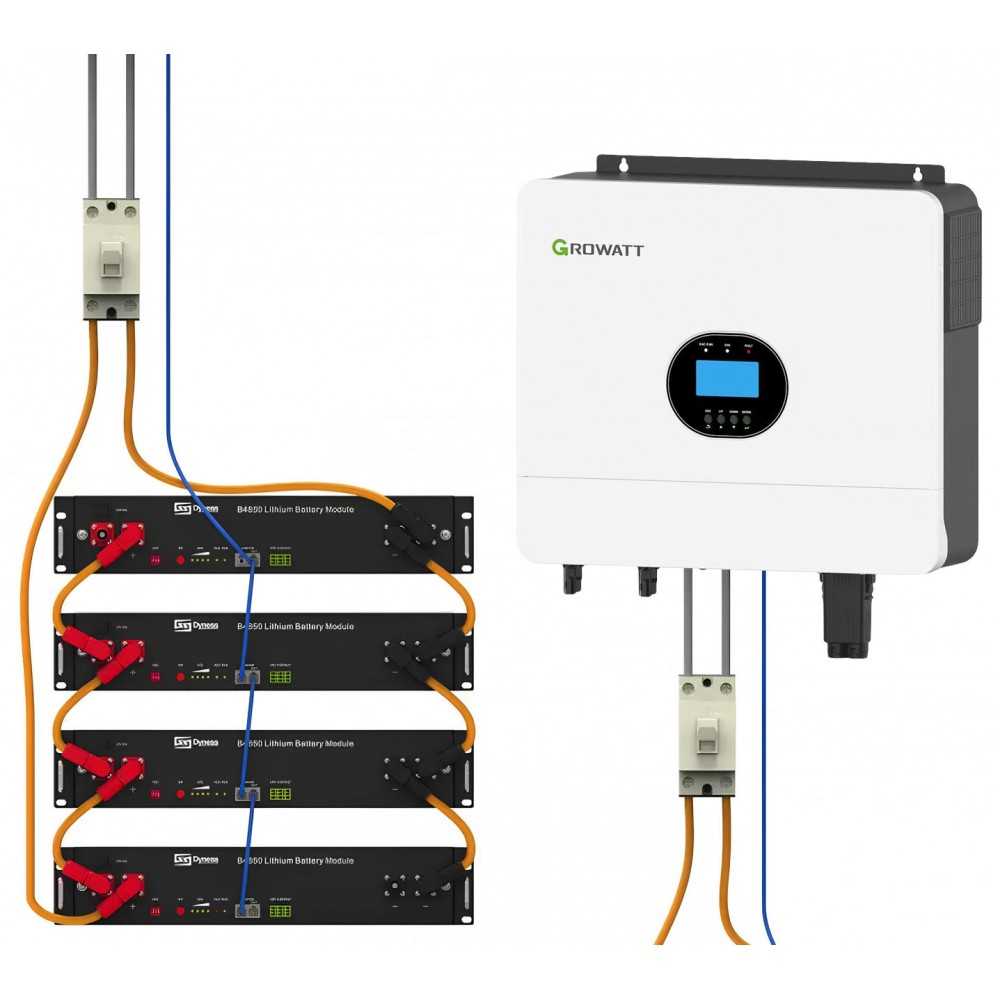 Growatt 6kW batteria Dyness 9.6kWh OFF-GRID Sistema di accumulo monofase kit fotovoltaico