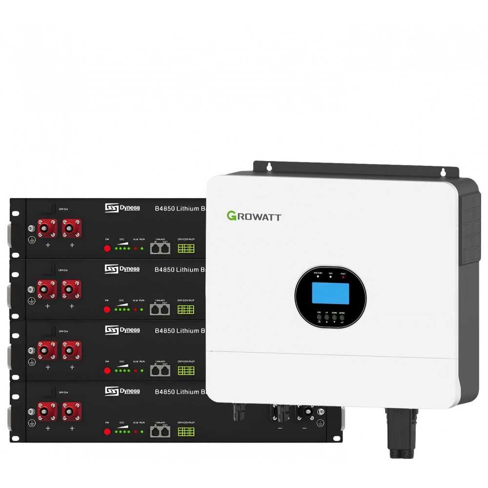 Growatt 6kW batteria Dyness 9.6kWh OFF-GRID Sistema di accumulo monofase kit fotovoltaico