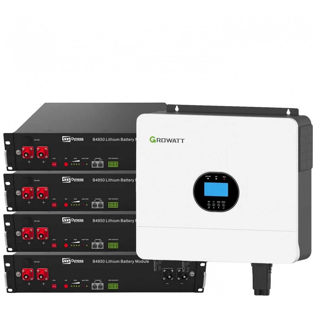 Growatt 6kW batteria Dyness 9.6kWh OFF-GRID Sistema di accumulo monofase kit fotovoltaico