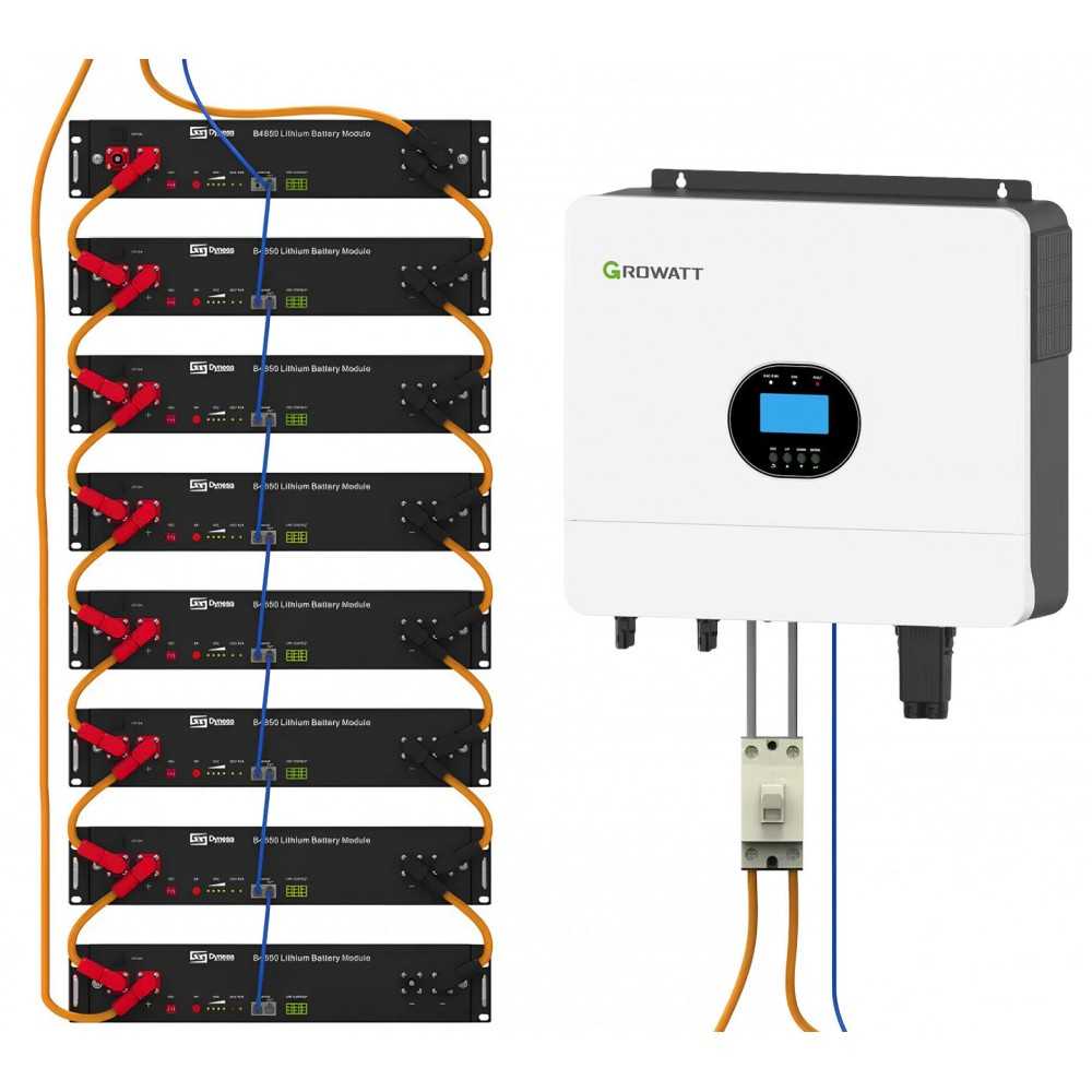 Growatt 6kW batteria Dyness 19.2kWh OFF-GRID Sistema di accumulo monofase kit fotovoltaico