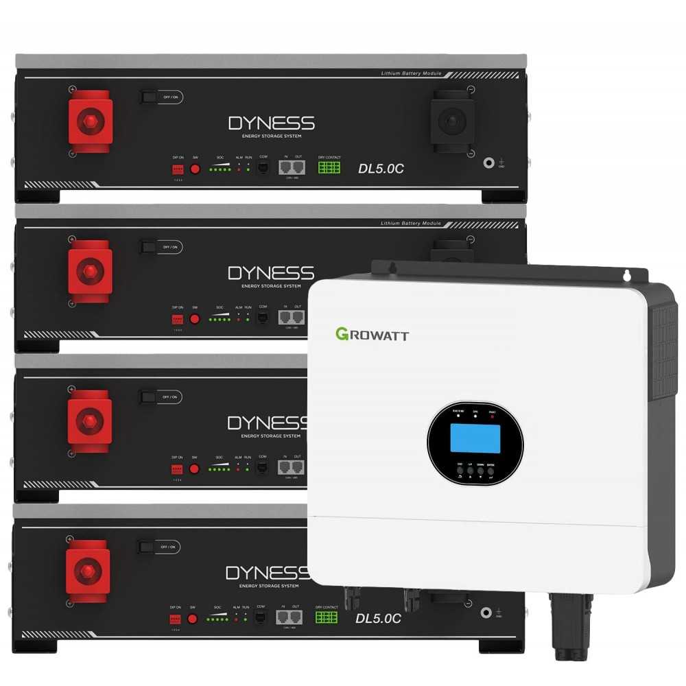 Growatt 6kW batteria Dyness 20.48kWh OFF-GRID Sistema di accumulo monofase kit fotovoltaico