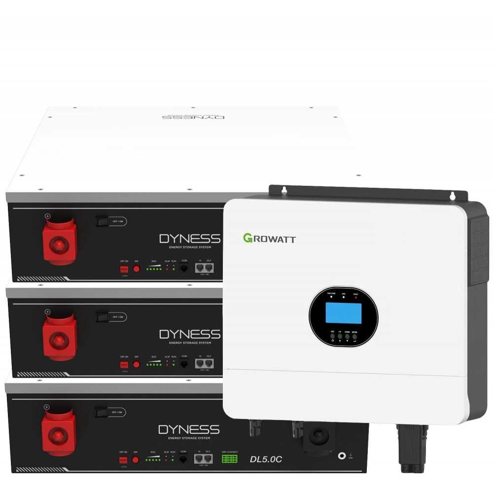 Growatt 6kW batteria Dyness 15.36kWh OFF-GRID Sistema di accumulo monofase kit fotovoltaico