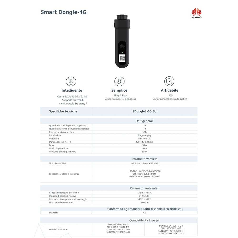 Huawei SMART DONGLE-4G MPN 02314ALM-003 Sistema di monitoraggio inverter