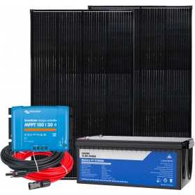 Kit Camper Barca 12V 300W + LiFePO4 200Ah + SmartSolar MPPT 100/30 + Kit Cavi 4mmq