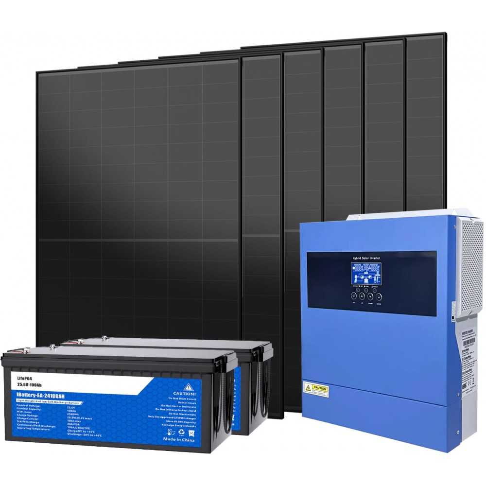 Kit Off Grid Baita Casa 24V 2640W con Inverter 4kVA Batteria LiFePO4 5,12kWh