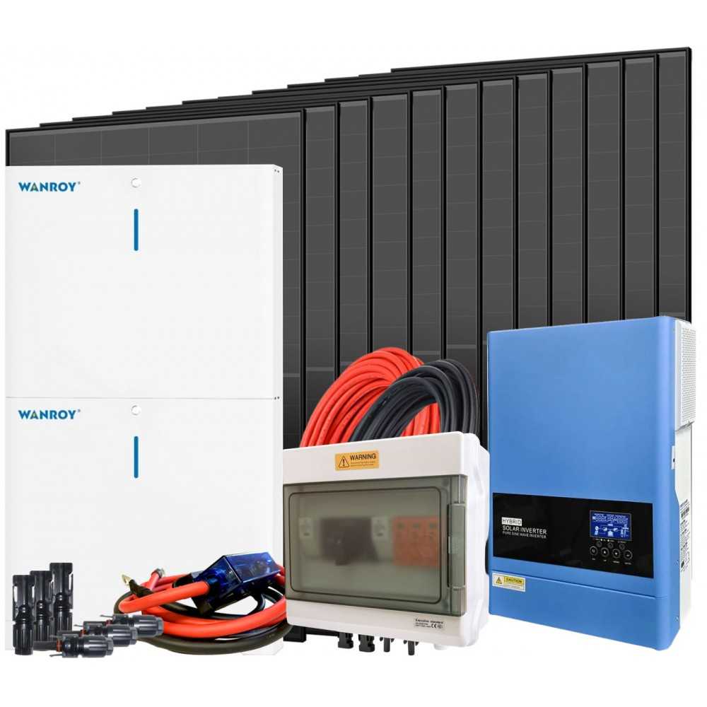 Kit Fotovoltaico 48V 5.28kW PLUS con Inverter TopSolar 6.2kW Batteria Wanroy 10.24kW