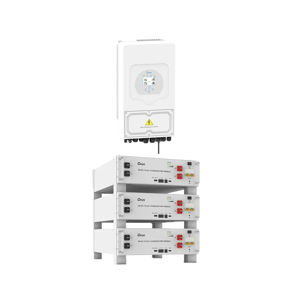 DEYE Sistema di accumulo 15.36kWh inverter 6kW SG03LP1 + 3 SE-G5.1 Pro-B