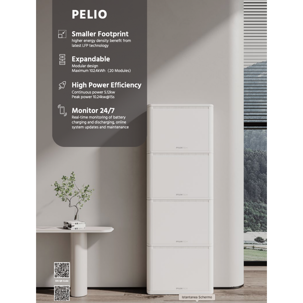 Pylontech PELIO 51.2V 5.12kWh Modulo Batteria a basso voltaggio