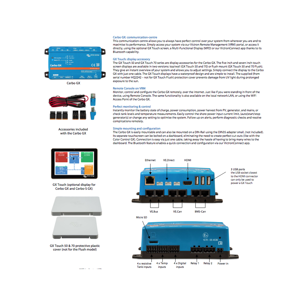 Victron gx Touch 50 Display panel for Cerbo gx mpn:BPP900455050