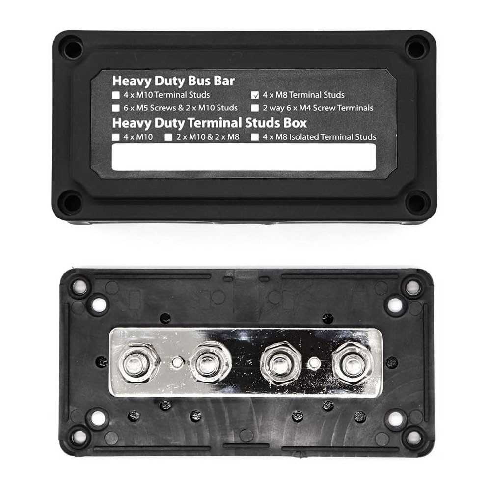 BusBar Box 4xM8 Cable connection distribution box 48V max 200A Black