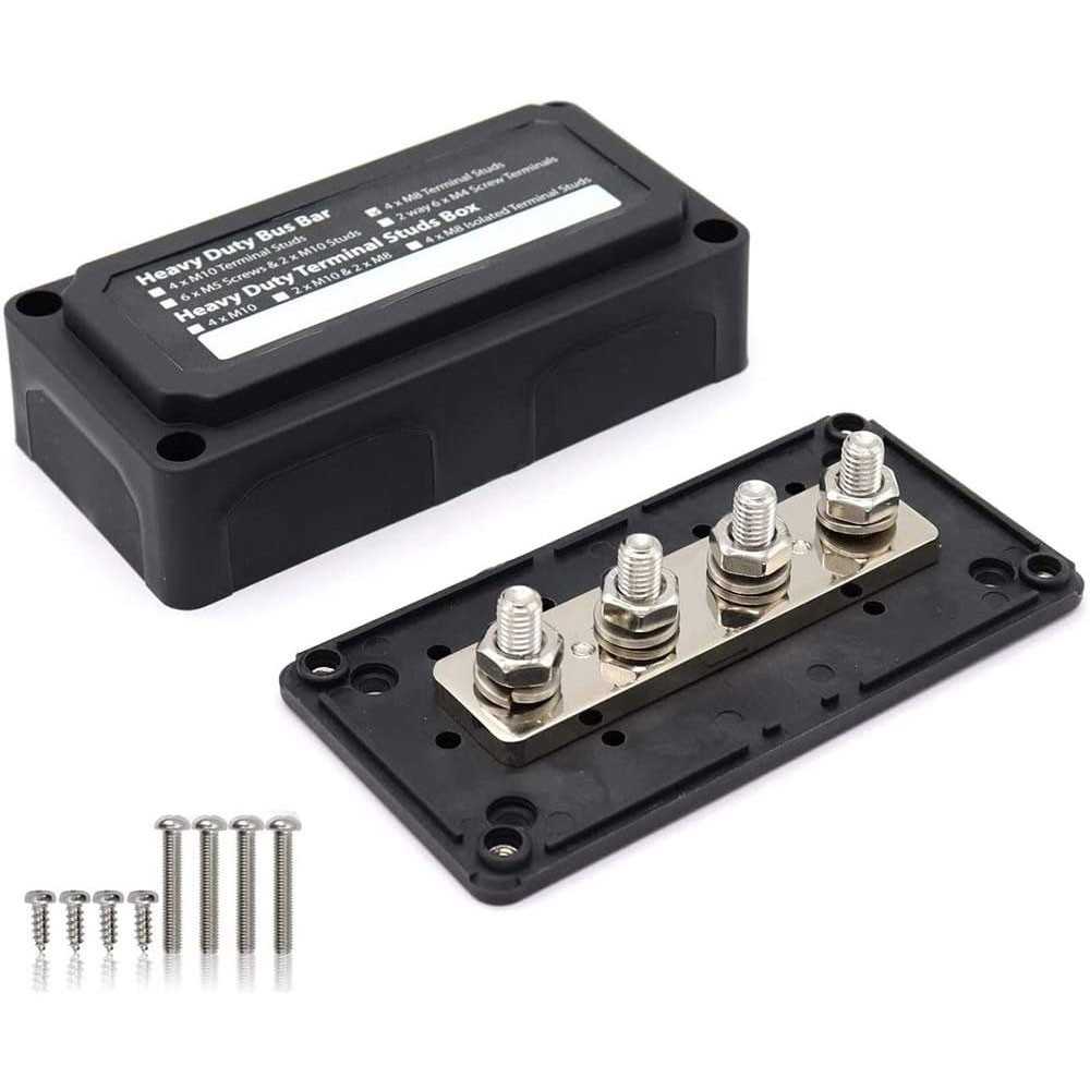 BusBar Box 4xM8 Cable connection distribution box 48V max 200A Black
