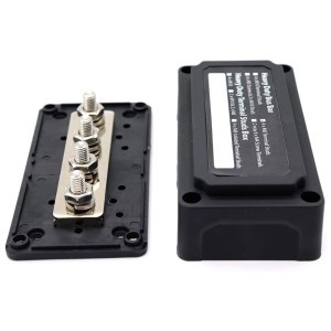 BusBar Box 4xM8 Cable connection distribution box 48V max 200A Black