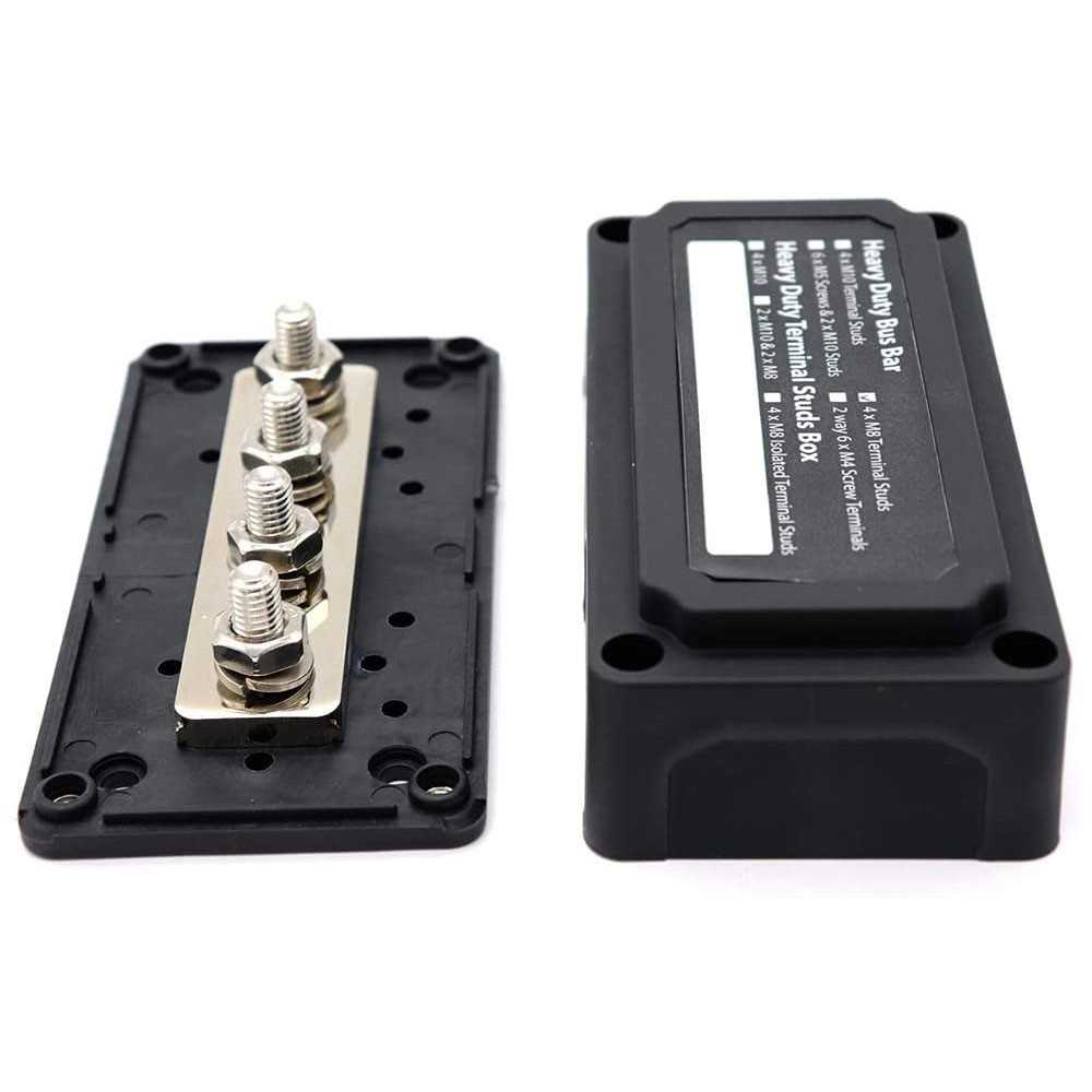 BusBar Box 4xM8 Cable connection distribution box 48V max 200A Black
