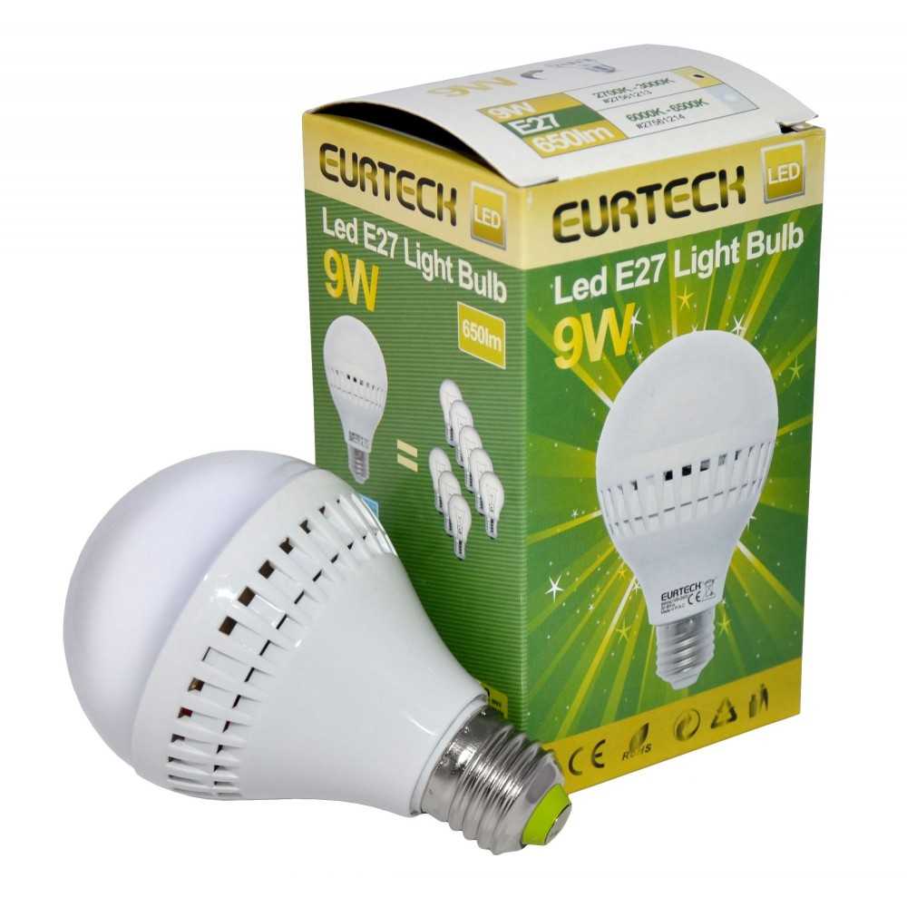 LED Bulb 9W DC100-240V E27 2700K-3000K 650Lm Min 10Pcs