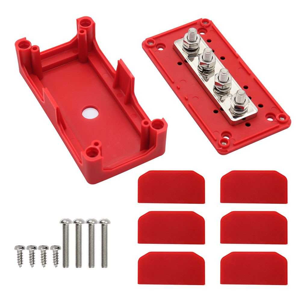 BusBar Box Rot 4xM8 Cable connection distribution box 48V max 200A Red