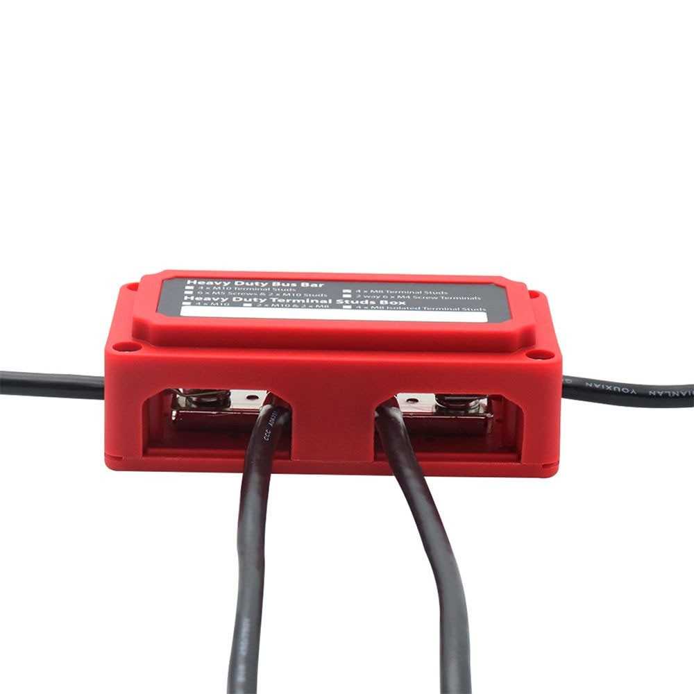 BusBar Box Rot 4xM8 Cable connection distribution box 48V max 200A Red