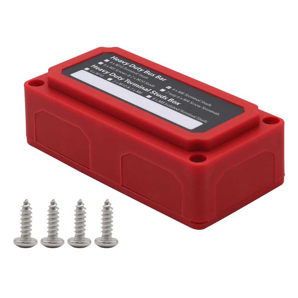 BusBar Box Rot 4xM8 Cable connection distribution box 48V max 200A Red