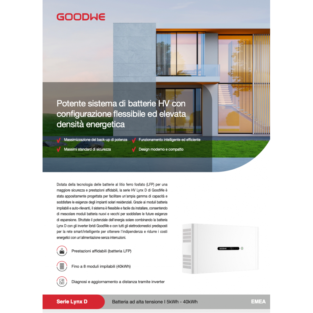 GoodWe Batteria GW-LXD5.0-10-A Kit 5kWh IP66 + Base Pavimento + Cavi - high-voltage battery