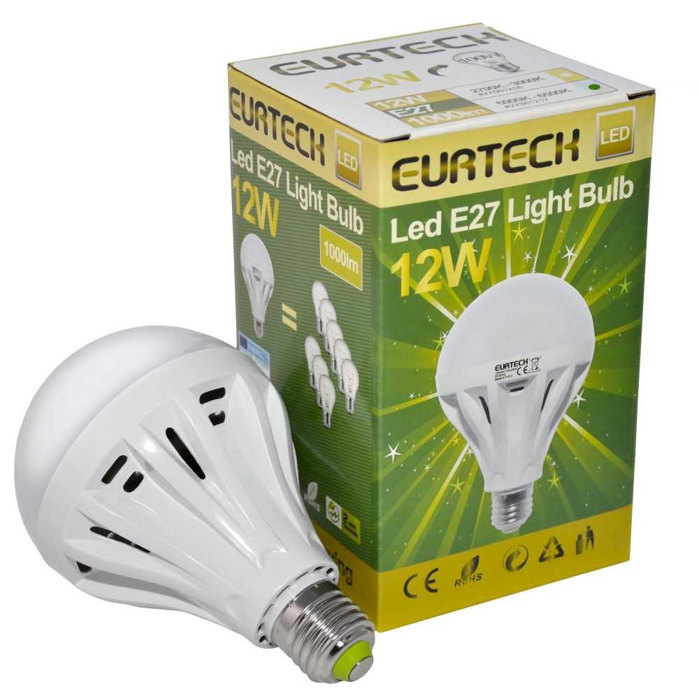 LED Bulb 12W 100-240V E27 6000K-6500K 1000Lm Min 10Pcs