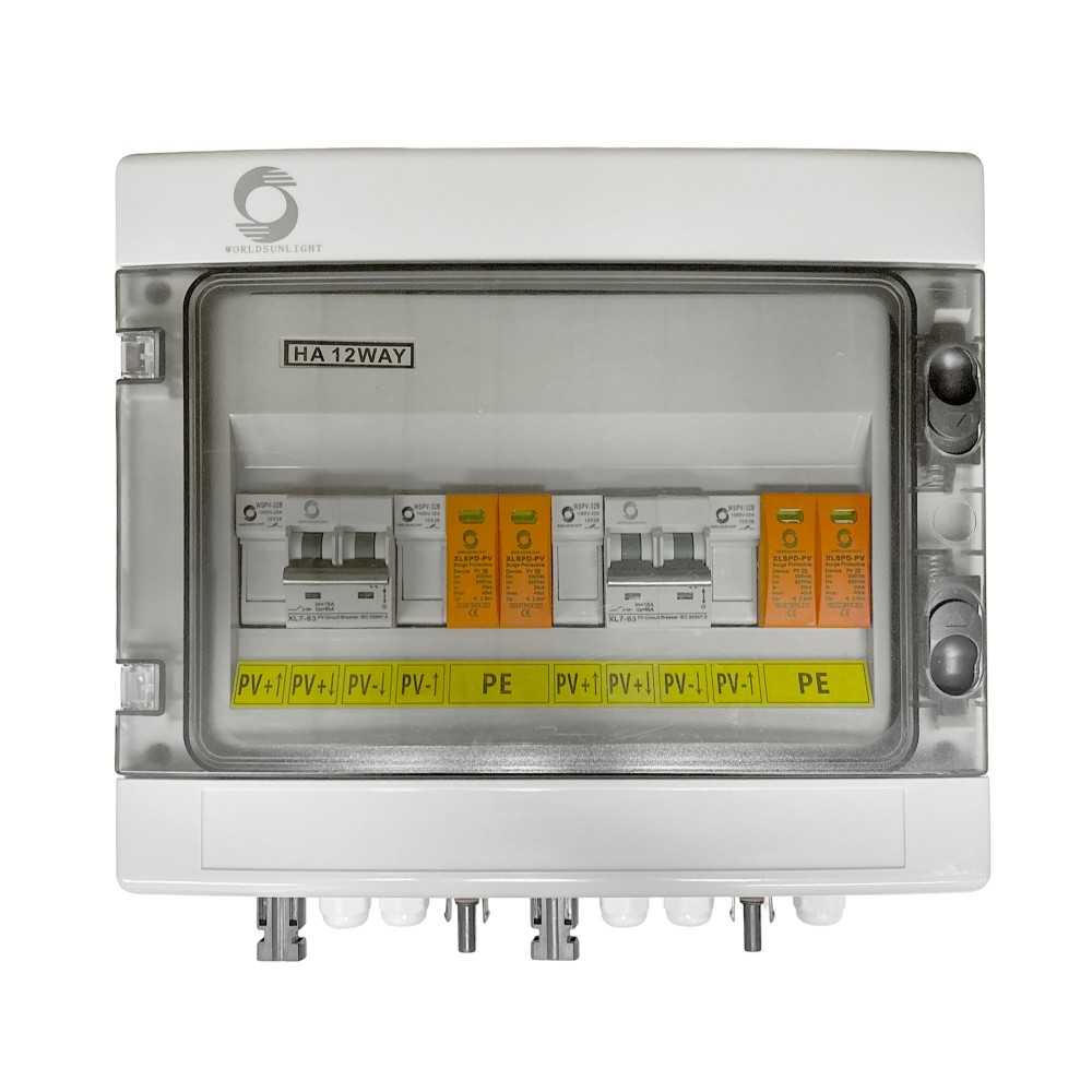 Quadro elettrico DC Campo 500VDC 2 stringhe indipendenti 16+16A con sezionatori fusibili e scaricatori