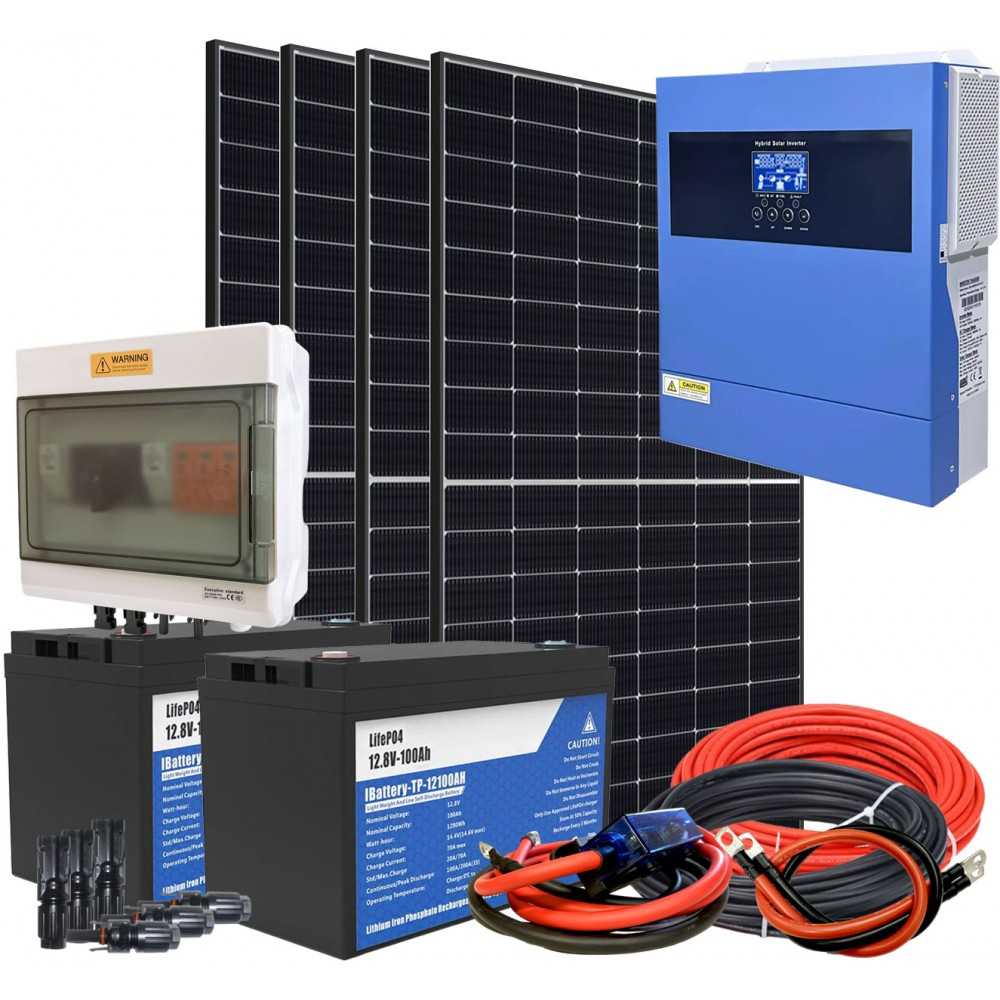 Kit Off Grid Baita Casa 24V 1800W PLUS con Inverter 4kVA Batteria LiFePO4 2.56kWh