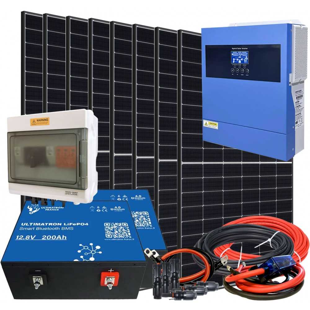 Kit Fotovoltaico Off Grid Baita Casa 24V 3600W PLUS Inverter 4kVA Batteria LiFePO4 5.12kWh Ultimatron