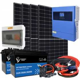 Off Grid Kit Chalet House 24V 1800W PLUS-U Photovoltaic with Inverter 4kVA LiFePO4 Battery 3.84kWh