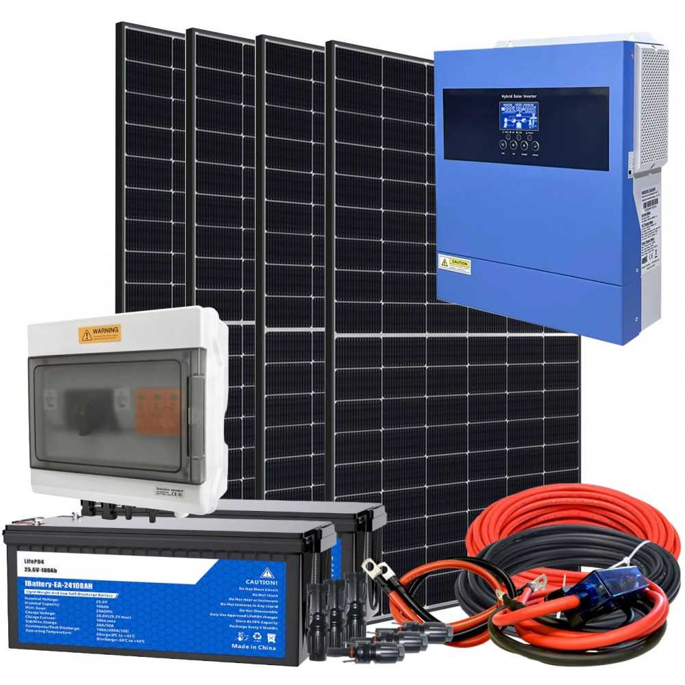 Off Grid Kit 24V 1800W PLUS with 4kVA Inverter LiFePO4 5.12kWh Battery