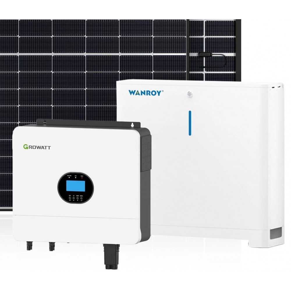 6kW 7200W Single Phase Off-Grid Photovoltaic Kit with 5kW Growatt Wanroy Battery Storage