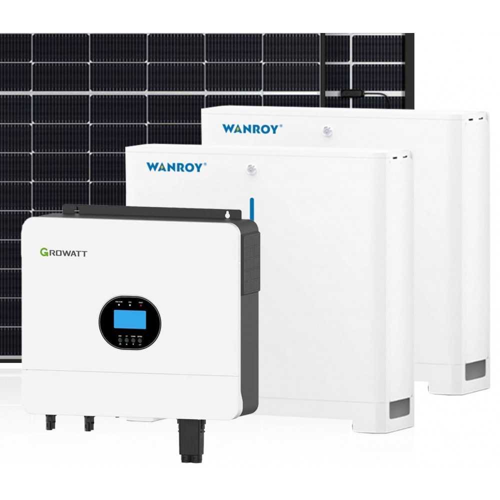 Kit fotovoltaico 6kW 7200W Monofase Off-Grid con accumulo 10kW Growatt Wanroy Per baita o casa isolata