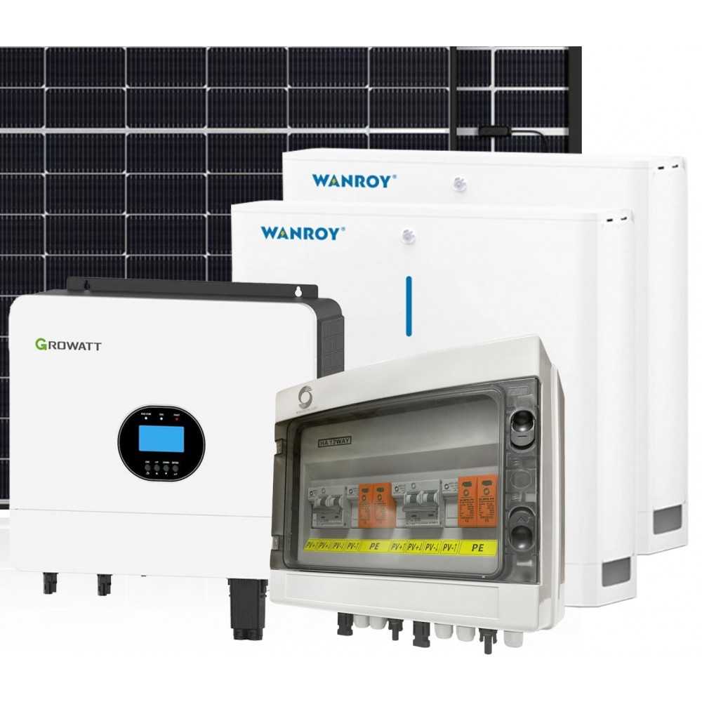 Kit fotovoltaico 6kW 7200W PLUS Monofase OFF Grid con accumulo 10kW Growatt Wanroy Per baita o casa isolata
