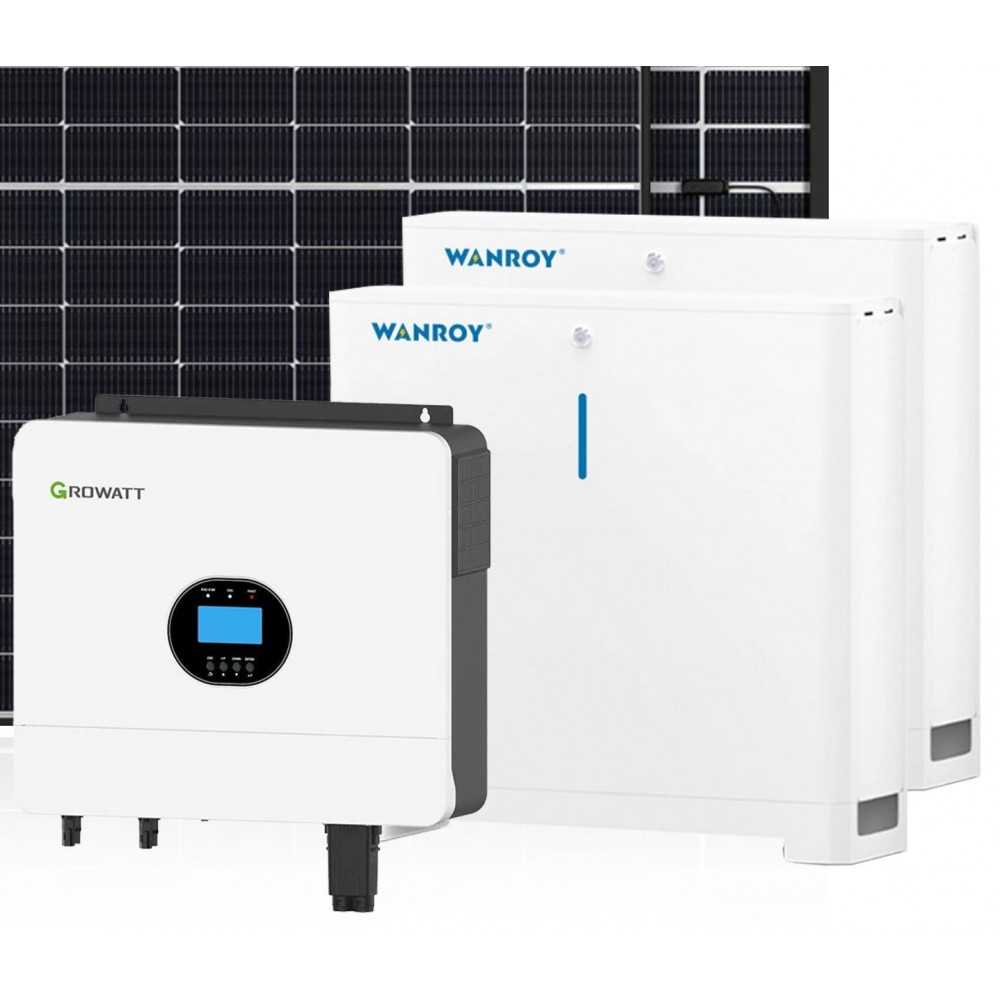 Kit fotovoltaico 6kW 8100W Monofase OFF Grid con accumulo 10kW Growatt Wanroy Per baita o casa isolata