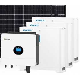 Kit fotovoltaico 6kW 8100W Monofase OFF Grid con accumulo 15kW Growatt Wanroy Per baita o casa isolata