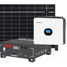 6kW 7200W Single Phase Off Grid Photovoltaic Kit with 5kW Growatt Wanroy Rack Storage for Cabin or Detached House