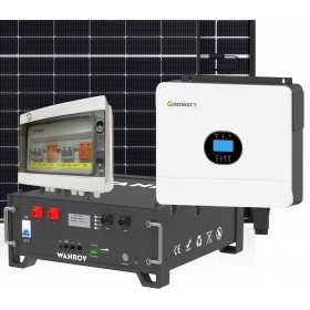 6kW 7200W PLUS Single-Phase Off Grid Photovoltaic Kit with 5kW Growatt Wanroy RACK Storage for Cabin or Isolated House