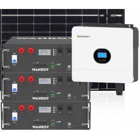 6kW 8100W Single Phase Off Grid Photovoltaic Kit with 15kW Growatt Wanroy RACK Storage for Cabin or Detached House