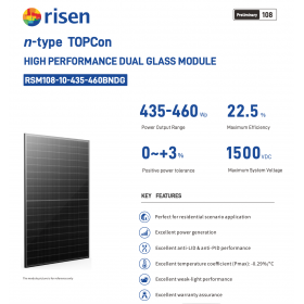 RISEN 450W Full Black N-Type RSM108-10-450BNDG Photovoltaic Solar Panel min 8pcs