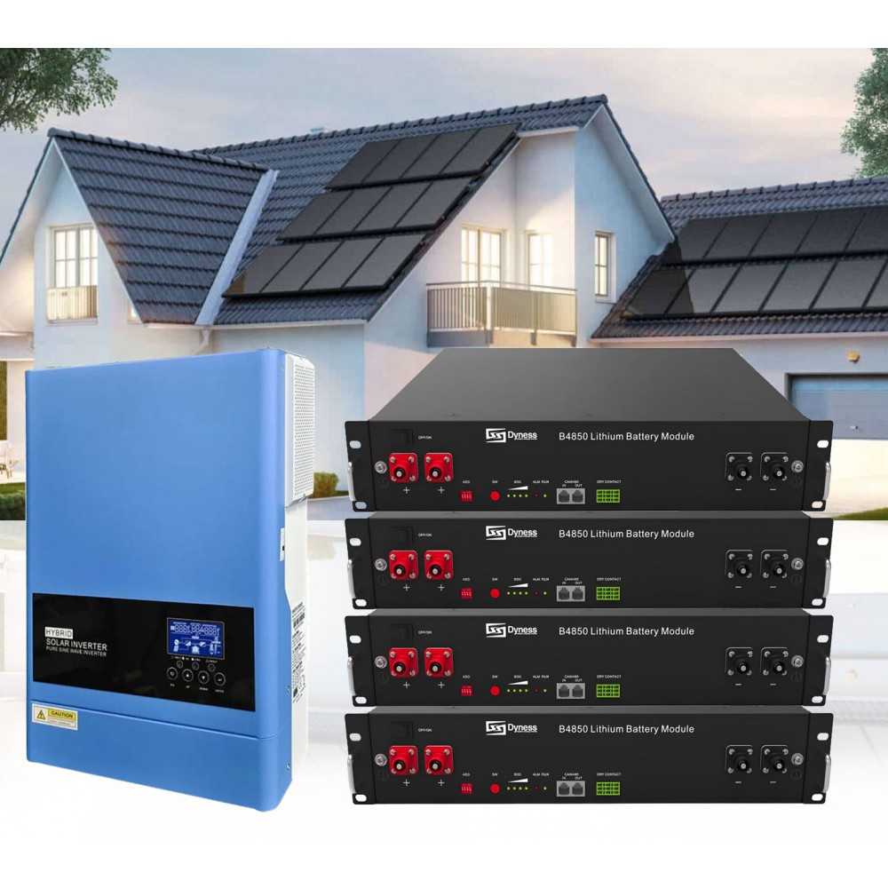 4.5kW Off Grid Photovoltaic Kit with 6kW Inverter and 9.6kWh Dyness LiFePo4 Batteries