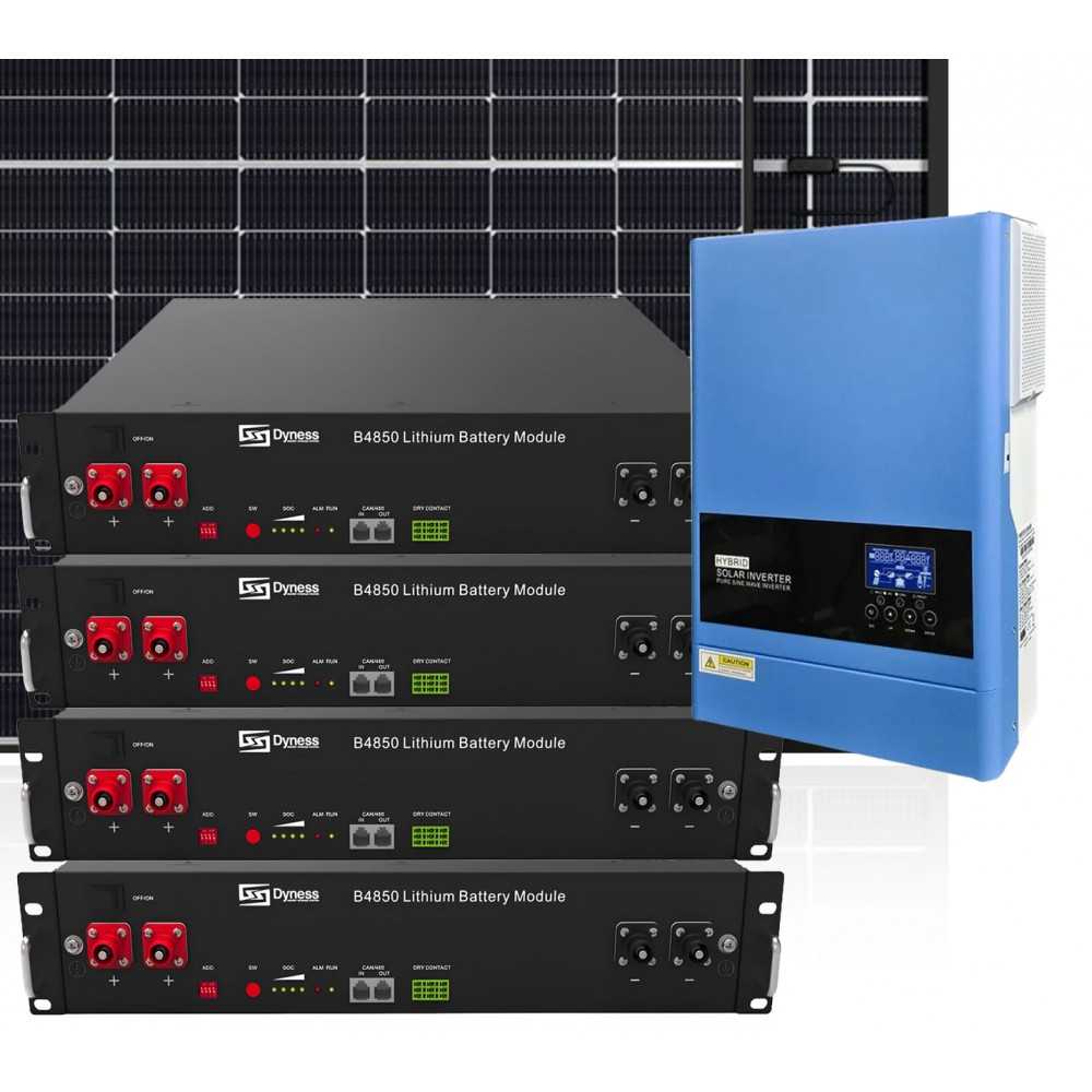 4.5kW Off Grid Photovoltaic Kit with 6kW Inverter and 9.6kWh Dyness LiFePo4 Batteries