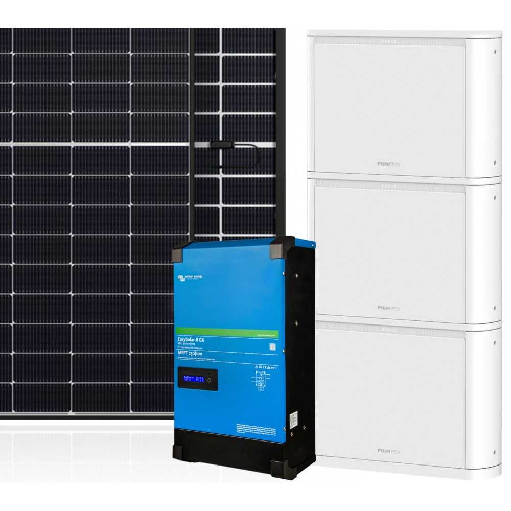 5.4kW Off Grid Photovoltaic Kit with Victron EasySolar II 48V 5kW Inverter and Pylontech PELIO 51.2V 15.36kWh LiFePo4 Batteries