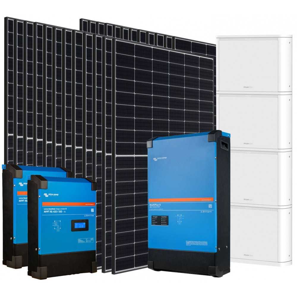 Kit Fotovoltaico 10,8kW Off Grid con Inverter Victron MultiPlus II 48/10000 e Batterie LiFePo4 Pylontech PELIO 51.2V 20.48kWh