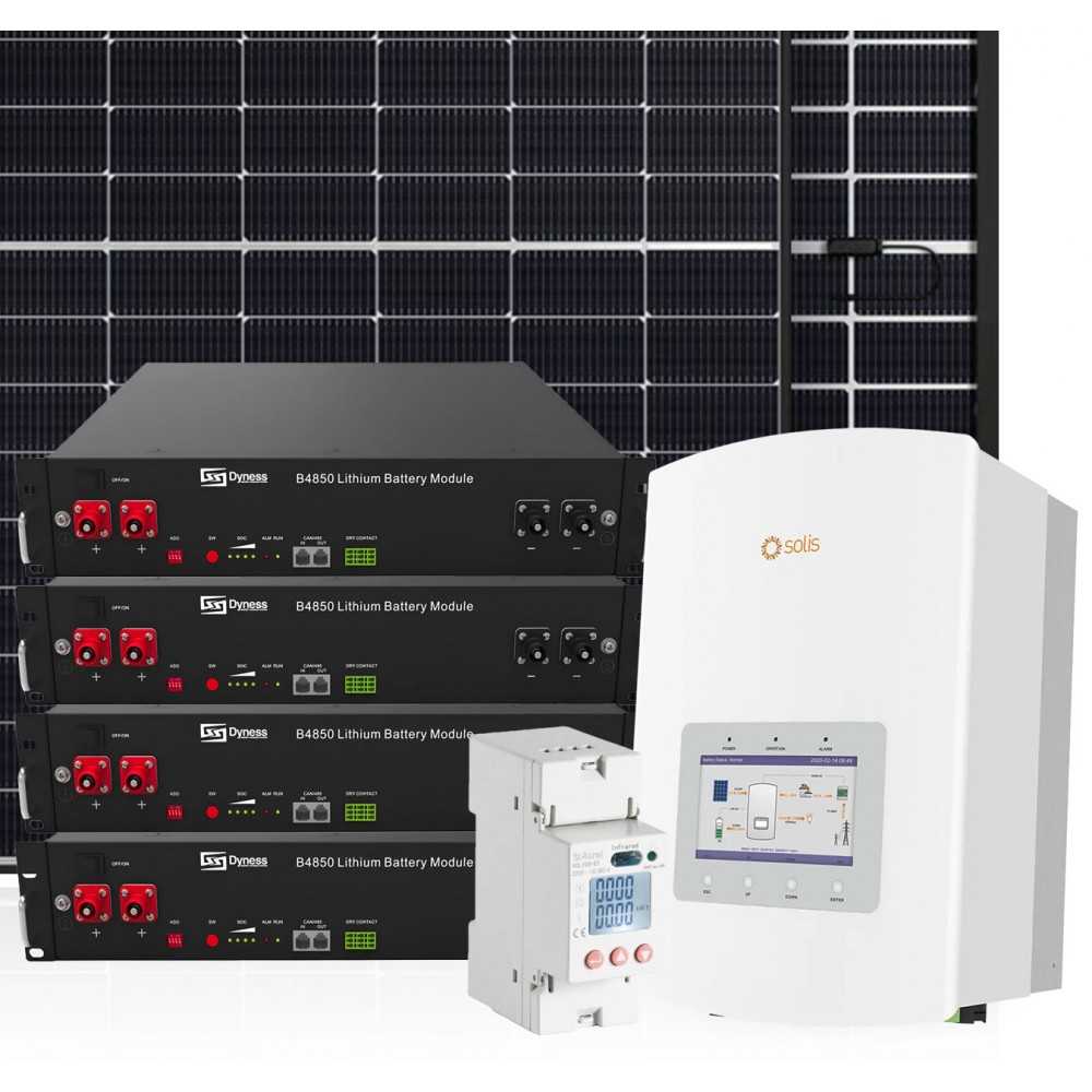 Kit fotovoltaico 6kW 7200W Monofase On Grid Inverter Solis con Backup + Batteria Dyness 9.6kWh
