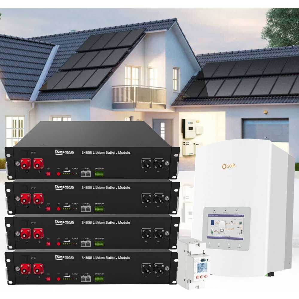 Kit fotovoltaico 6kW 7200W Monofase On Grid Inverter Solis con Backup + Batteria Dyness 9.6kWh