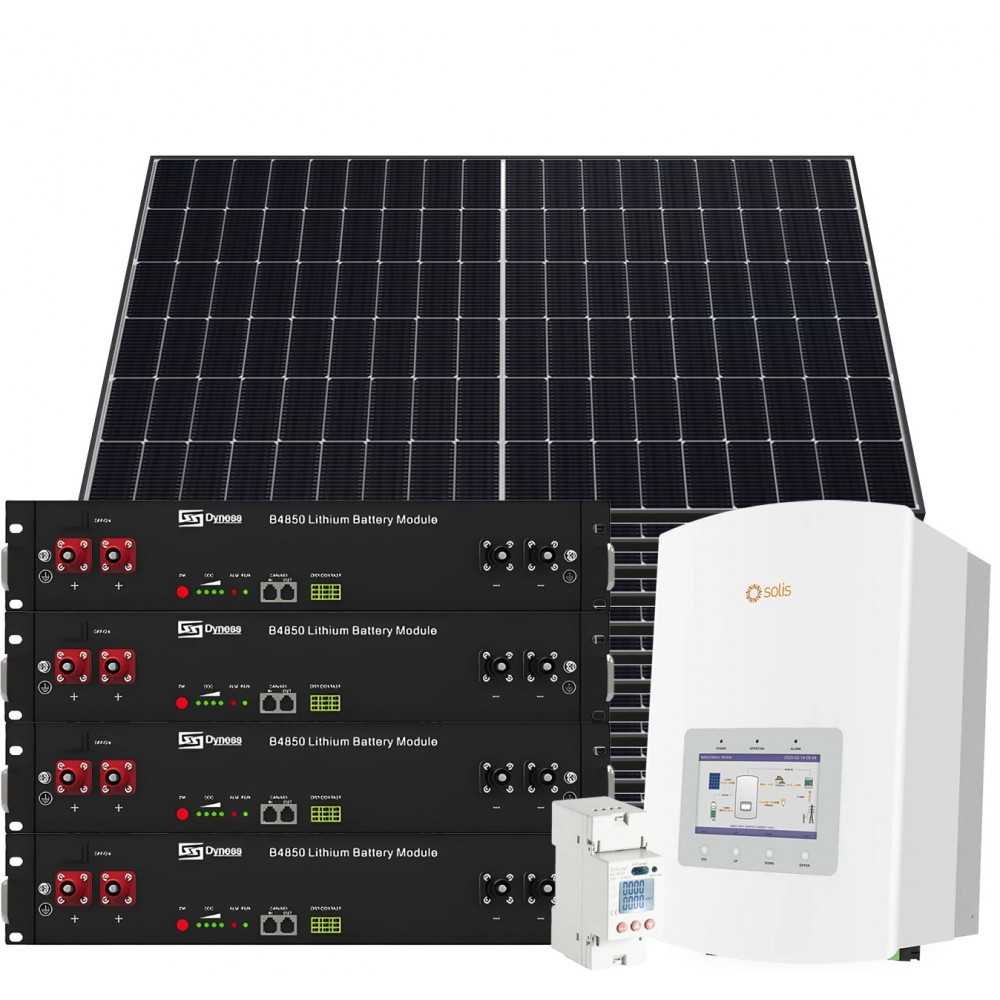 Kit fotovoltaico 6kW 7200W Monofase On Grid Inverter Solis con Backup + Batteria Dyness 9.6kWh