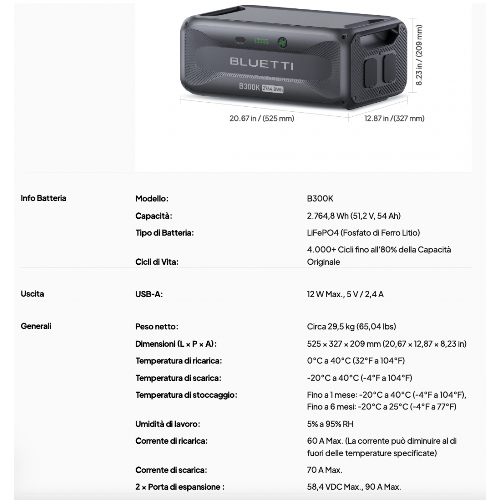 Bluetti B300K Batteria di Espansione 2764,8 Wh per AC200 AC300 AC500