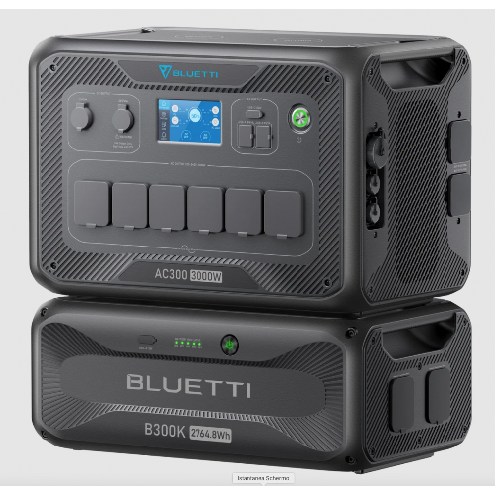 Bluetti AC300 3000w home backup + B300K Batteria di Espansione 2764,8 Wh