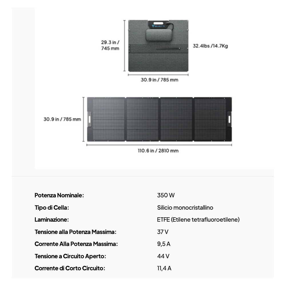 Bluetti PV350 Pannello Solare Portatile Pieghevole 350 Watt MC4