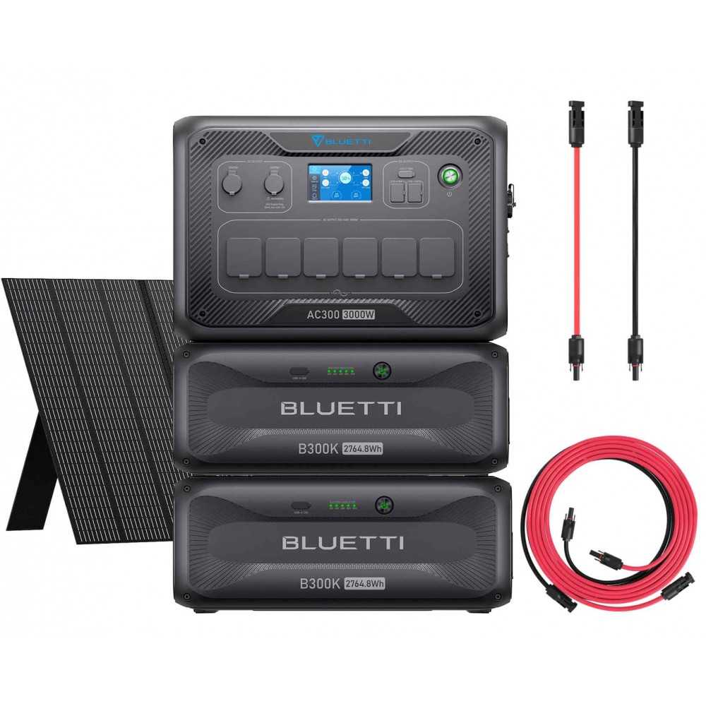 Bluetti AC300 + 2 B300K with PV350 Photovoltaic Panel + 5m Connection Kit